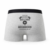 Caleçon Parrain Mecanicien - Humour Boxer Gris Idée Cadeau Fête des Pères