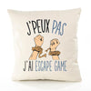 Housse de Coussin Premium Escape Game Version Blanc - Coton Canvas Fairtrade Beige Idée Cadeau Décoration Canapé
