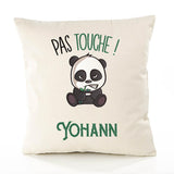 Housse de Coussin Premium Yohann Pas Touche Panda - Coton Canvas Fairtrade Beige Idée Cadeau Décoration Canapé 40x40