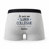 Caleçon Gustave Un Super Collègue - Humour Boxer Gris Idée Cadeau