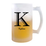 Verre à Bière Kyllian Lettre Chic | Chope de Bière Pinte | Idée Cadeau Prénom Anniversaire Papa Collègue Départ Retraite Noël
