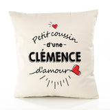 Housse de Coussin Premium Clemence d'amour - Coton Canvas Fairtrade Beige Idée Cadeau Décoration Canapé 40x40