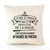 Housse de Coussin Premium attachée de Presse Grand cru - Coton Canvas Fairtrade Beige Idée Cadeau Décoration Canapé