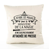 Housse de Coussin Premium attachée de Presse Grand cru - Coton Canvas Fairtrade Beige Idée Cadeau Décoration Canapé