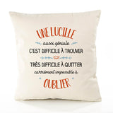 Housse de Coussin Premium Une Lucille Aussi géniale - Coton Canvas Fairtrade Beige Idée Cadeau Décoration Canapé