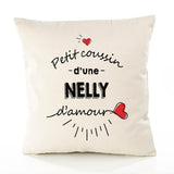 Housse de Coussin Premium Nelly d'amour - Coton Canvas Fairtrade Beige Idée Cadeau Décoration Canapé 40x40