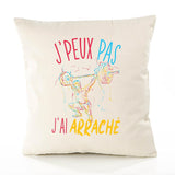 Housse de Coussin Premium arraché haltérophilie Version Blanc - Coton Canvas Fairtrade Beige Idée Cadeau Décoration Canapé