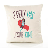 Housse de Coussin Premium kiné Version Blanc - Coton Canvas Fairtrade Beige Idée Cadeau Décoration Canapé 40x40
