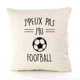 Housse de Coussin Premium J'peux Pas Football Version Blanc - Coton Canvas Fairtrade Beige Idée Cadeau Décoration Canapé 40x40