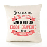 Housse de Coussin Premium ergothérapeute Superwomen - Coton Canvas Fairtrade Beige Idée Cadeau Décoration Canapé