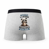 Caleçon Nathanael Panda Grain - Humour Boxer Gris Idée Cadeau