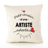 Housse de Coussin Premium Artiste d'amour - Coton Canvas Fairtrade Beige Idée Cadeau Décoration Canapé 40x40