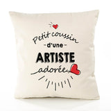 Housse de Coussin Premium Artiste d'amour - Coton Canvas Fairtrade Beige Idée Cadeau Décoration Canapé 40x40