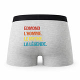 Caleçon Edmond Mythe Légende Vintage - Humour Boxer Gris Idée Cadeau