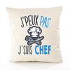 Housse de Coussin Premium Chef Cuisine Version Blanc - Coton Canvas Fairtrade Beige Idée Cadeau Décoration Canapé