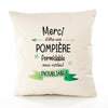 Housse de Coussin Premium Merci Pompière Inoubliable Femme - Coton Canvas Fairtrade Beige Idée Cadeau Décoration Canapé