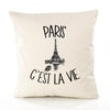 Housse de Coussin Premium Paris - Coton Canvas Fairtrade Beige Idée Cadeau Décoration Canapé