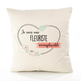 Housse de Coussin Premium Fleuriste irremplaçable - Coton Canvas Fairtrade Beige Idée Cadeau Décoration Canapé