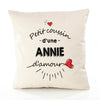 Housse de Coussin Premium Annie d'amour - Coton Canvas Fairtrade Beige Idée Cadeau Décoration Canapé 40x40