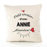 Housse de Coussin Premium Annie d'amour - Coton Canvas Fairtrade Beige Idée Cadeau Décoration Canapé 40x40