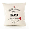 Housse de Coussin Premium Inaya d'amour - Coton Canvas Fairtrade Beige Idée Cadeau Décoration Canapé 40x40