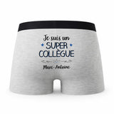 Caleçon Marc - Antoine Un Super Collègue - Humour Boxer Gris Idée Cadeau