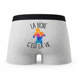 Caleçon Boxe - Humour Boxer Gris Passion Idée Cadeau