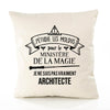 Housse de Coussin Premium architecte Ministère Magie Homme - Coton Canvas Fairtrade Beige Idée Cadeau Décoration Canapé
