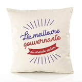 Housse de Coussin Premium gouvernante Meilleure Monde - Coton Canvas Fairtrade Beige Idée Cadeau Décoration Canapé 40x40