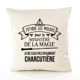Housse de Coussin Premium charcutière Grand cru - Coton Canvas Fairtrade Beige Idée Cadeau Décoration Canapé