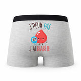 Caleçon Diabete - Humour Boxer Gris Idée Cadeau Passion