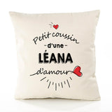 Housse de Coussin Premium Leana d'amour - Coton Canvas Fairtrade Beige Idée Cadeau Décoration Canapé 40x40