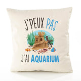 Housse de Coussin Premium Aquarium Version Blanc - Coton Canvas Fairtrade Beige Idée Cadeau Décoration Canapé