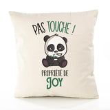 Housse de Coussin Premium Joy Pas Touche Panda - Coton Canvas Fairtrade Beige Idée Cadeau Décoration Canapé 40x40