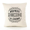 Housse de Coussin Premium BÉATRICE Déesse légende Noire - Coton Canvas Fairtrade Beige Idée Cadeau Décoration Canapé