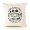 Housse de Coussin Premium Morgane Déesse légende Noire - Coton Canvas Fairtrade Beige Idée Cadeau Décoration Canapé