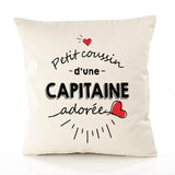 Housse de Coussin Premium Capitaine d'amour - Coton Canvas Fairtrade Beige Idée Cadeau Décoration Canapé 40x40