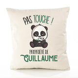 Housse de Coussin Premium Guillaume Pas Touche Panda - Coton Canvas Fairtrade Beige Idée Cadeau Décoration Canapé 40x40