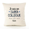 Housse de Coussin Premium Owen Un Super Collègue - Coton Canvas Fairtrade Beige Idée Cadeau Décoration Canapé