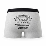 Caleçon Chercheur Ministère de la Magie - Humour Boxer Gris Idée Cadeau