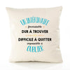 Housse de Coussin Premium Un intérimaire Impossible à Oublier - Coton Canvas Fairtrade Beige Idée Cadeau Décoration Canapé