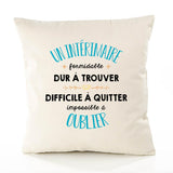 Housse de Coussin Premium Un intérimaire Impossible à Oublier - Coton Canvas Fairtrade Beige Idée Cadeau Décoration Canapé