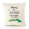 Housse de Coussin Premium Merci Plâtrier Inoubliable - Coton Canvas Fairtrade Beige Idée Cadeau Décoration Canapé