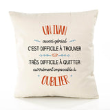 Housse de Coussin Premium Un Ivan Aussi génial - Coton Canvas Fairtrade Beige Idée Cadeau Décoration Canapé