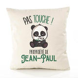 Housse de Coussin Premium Jean-Paul Pas Touche Panda - Coton Canvas Fairtrade Beige Idée Cadeau Décoration Canapé 40x40