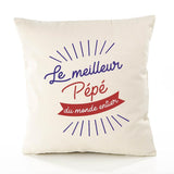 Housse de Coussin Premium Pepe Meilleur du Monde Entier Meilleur Monde - Coton Canvas Fairtrade Beige Idée Cadeau Décoration Canapé