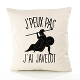 Housse de Coussin Premium Javelot Version Blanc - Coton Canvas Fairtrade Beige Idée Cadeau Décoration Canapé 40x40
