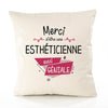 Housse de Coussin Premium Merci Esthéticienne Géniale - Coton Canvas Fairtrade Beige Idée Cadeau Décoration Canapé