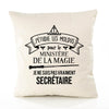 Housse de Coussin Premium secrétaire Grand cru - Coton Canvas Fairtrade Beige Idée Cadeau Décoration Canapé