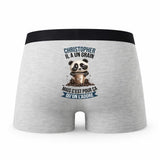 Caleçon Christopher Panda Grain - Humour Boxer Gris Idée Cadeau